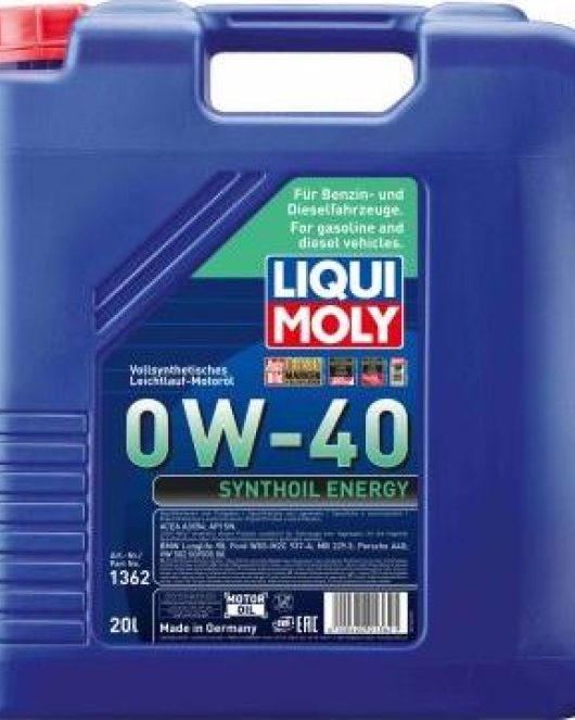 Liqui Moly 1362 - MOTOR Г–L.0W-40 SYNTHOIL ENERGY 20L